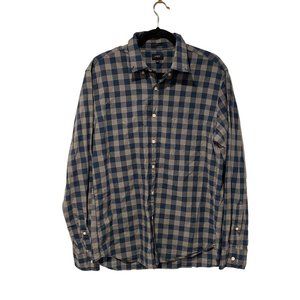 J Crew slim button down size Large blue plaid 100% Cotton men's shirt